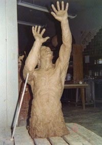 sculpture by Dan Skinner stone and metal sculptor