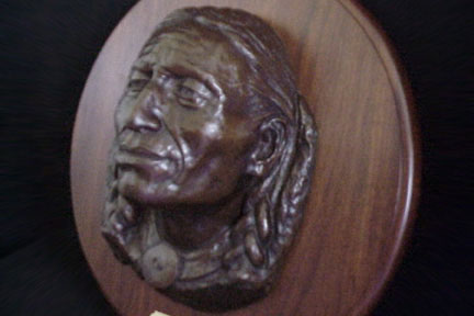 bronze Native American sculpture by Dan Skinner
